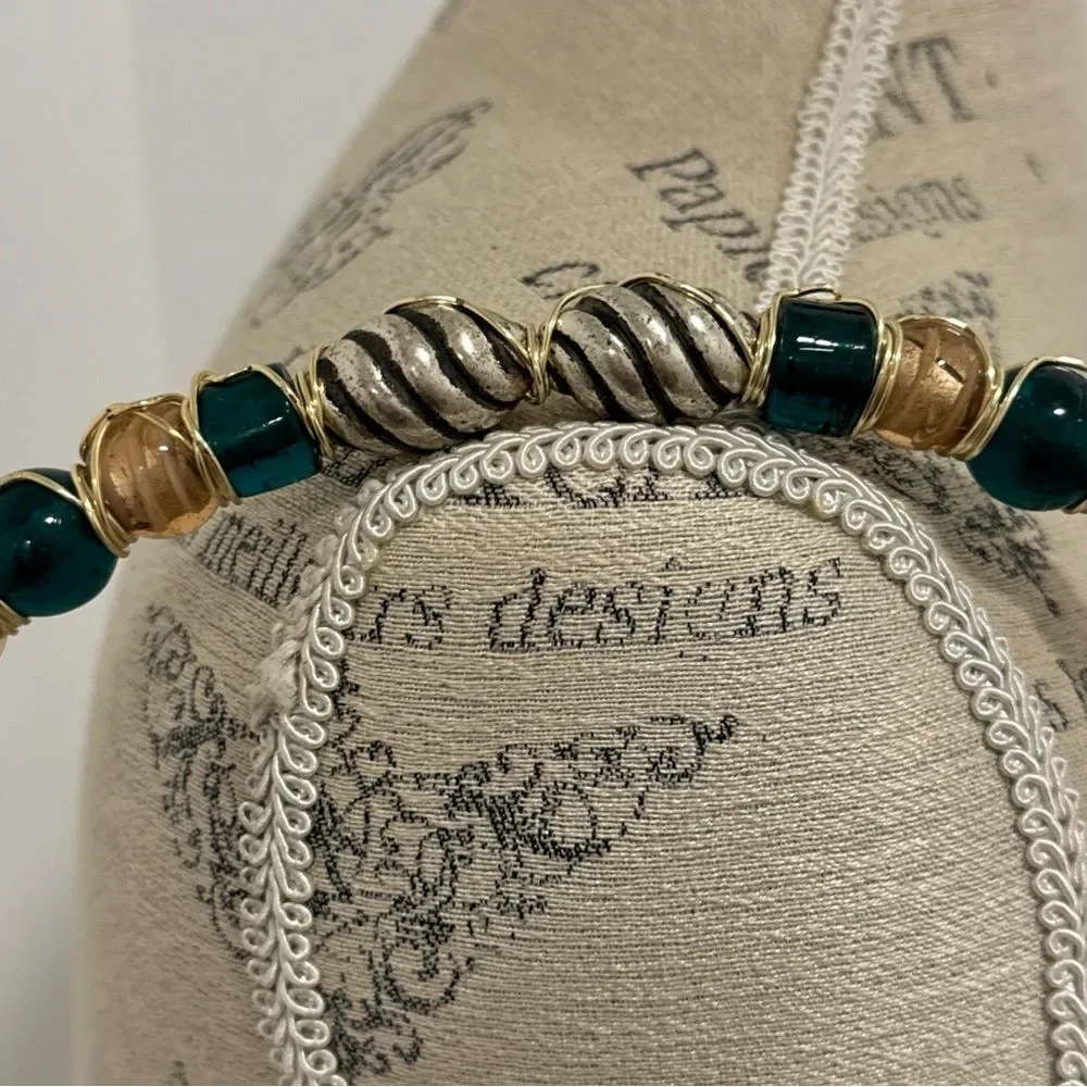 Paisley Print My Destiny Purse Handmade, One of a Kind, Glass Beaded Handle - Picture 3 of 12